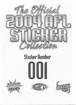 2004 ESP AFL Sticker Collection #001 Mark Ricciuto Back